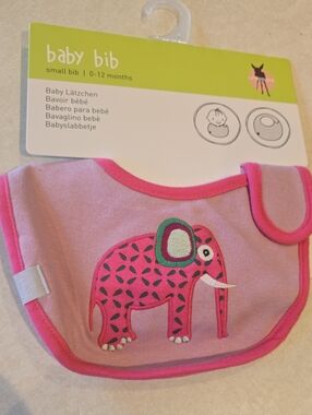 Pink Elephant Baby Bib 0-12 Months